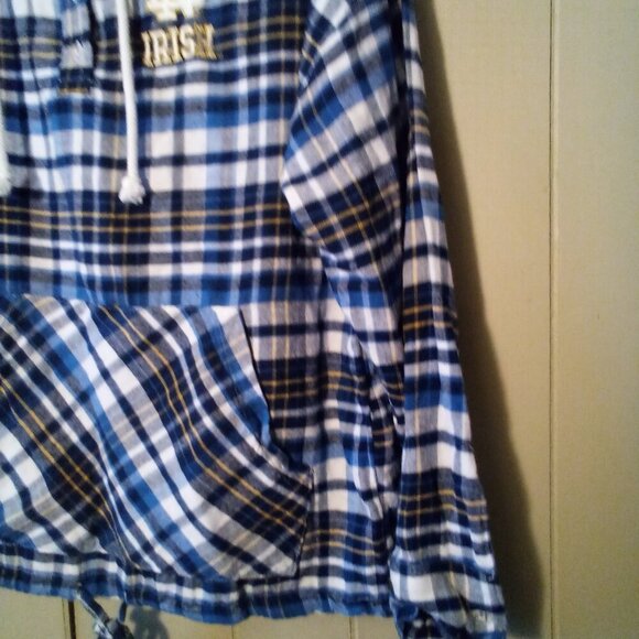 Concepts Sports Notre Dame Flannel Shirt Women S Hood Pocket Long Sleeve Plaid - Picture 7 of 15
